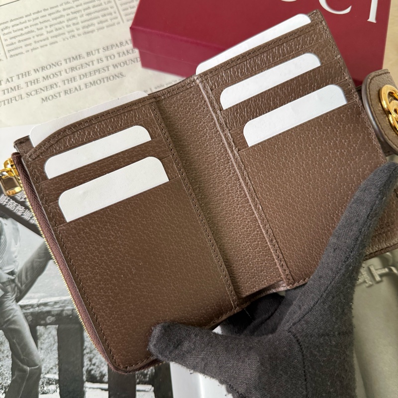 Ophidia 綠紅織帶釦式拉鍊中夾(米色/烏木色)-7