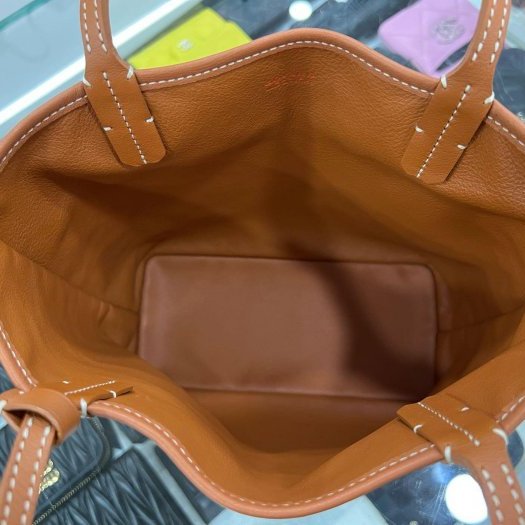 東區正精品㊣GOYARD Anjou Mini Tote 焦糖色皮革雙面綠色愛心圖騰手提包 RZ6275-2