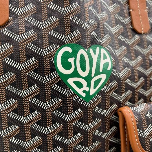 東區正精品㊣GOYARD Anjou Mini Tote 焦糖色皮革雙面綠色愛心圖騰手提包 RZ6275-8