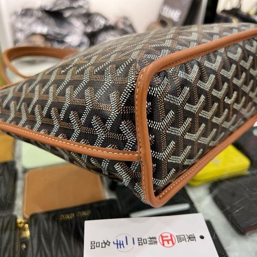 東區正精品㊣GOYARD Anjou Mini Tote 焦糖色皮革雙面綠色愛心圖騰手提包 RZ6275-9