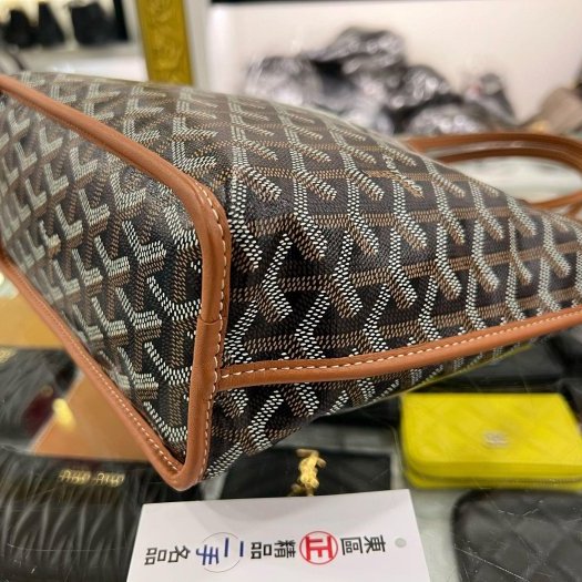 東區正精品㊣GOYARD Anjou Mini Tote 焦糖色皮革雙面綠色愛心圖騰手提包 RZ6275-11
