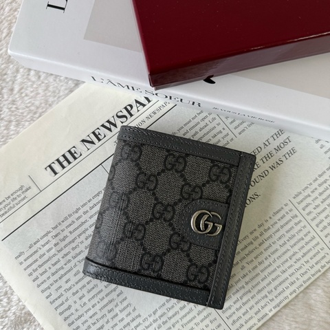 Ophidia GG Supreme 短版對開6卡短夾(灰色)