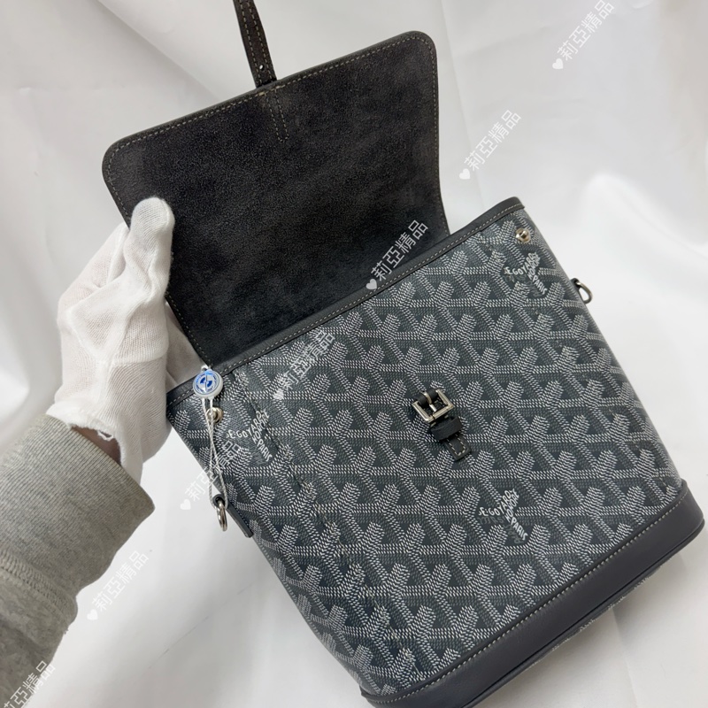 莉亞精品♡ Goyard 後背包灰 小號 九新美包-12