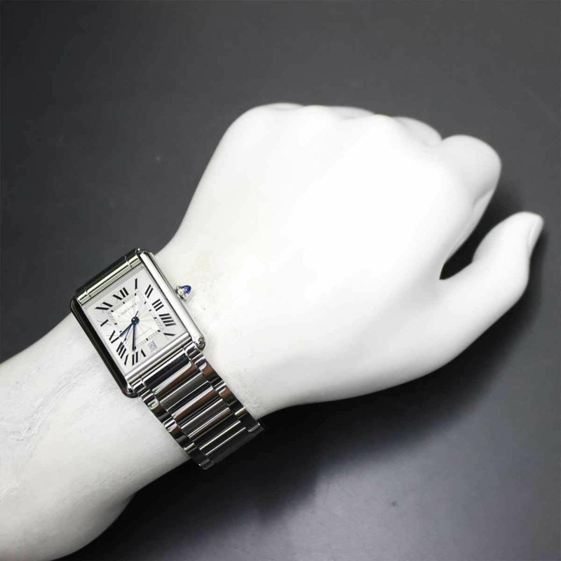 卡地亞 Tank Must XL WSTA0053 男士腕錶，日期顯示，銀色，自動上鍊機芯-3