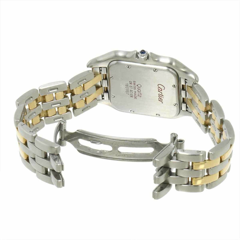 卡地亞 Panthère LM 雙排扣 83083442 雙色男士腕錶，日期顯示，象牙色黃金錶殼，石英錶-3