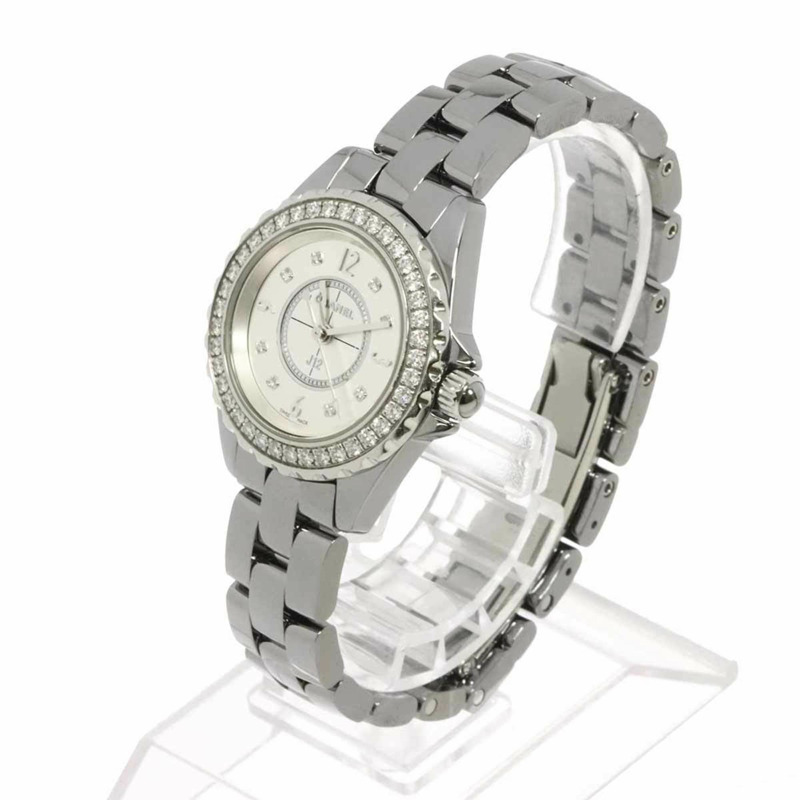 香奈兒 J12 Chromatic H3402 女士腕錶，鑲鑽錶圈，8 顆鑽石，灰色陶瓷錶殼，石英機芯-2