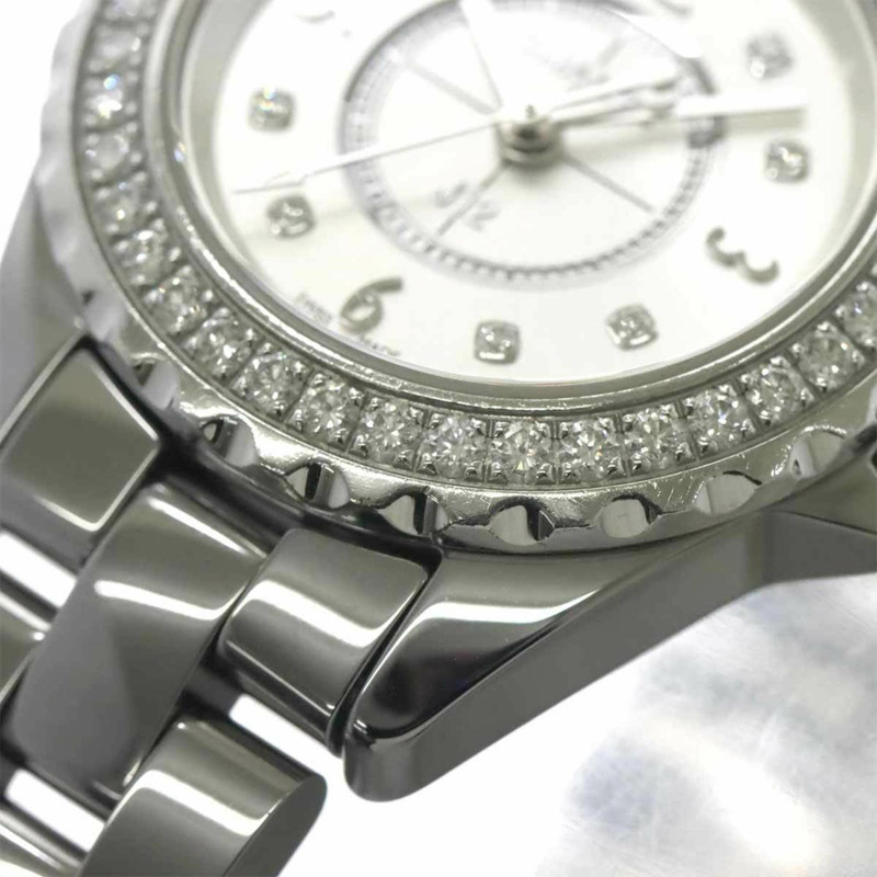 香奈兒 J12 Chromatic H3402 女士腕錶，鑲鑽錶圈，8 顆鑽石，灰色陶瓷錶殼，石英機芯-7