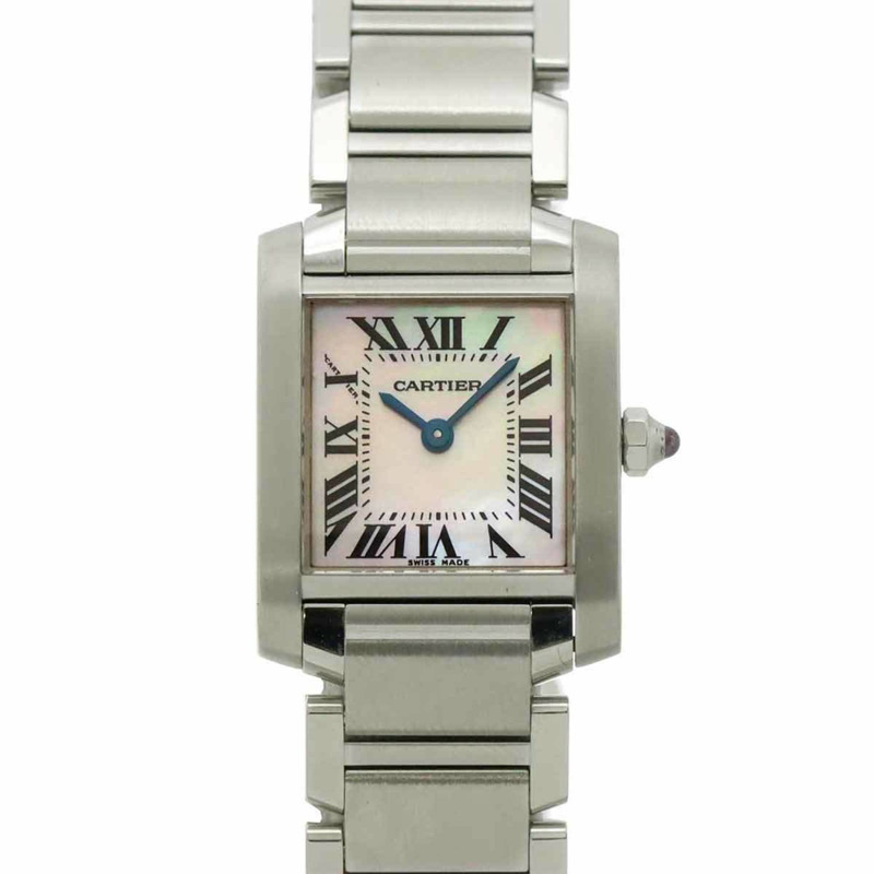 卡地亞 Tank Française SM W51028Q3 女士腕錶，粉紅錶殼，石英錶-0