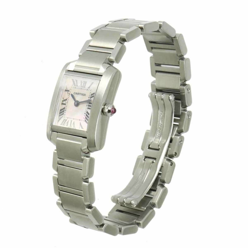 卡地亞 Tank Française SM W51028Q3 女士腕錶，粉紅錶殼，石英錶-1