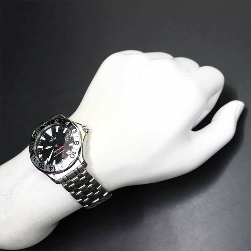 歐米茄海馬300 GMT 2534 50 50週年紀念版男士腕錶，日期顯示，黑色錶盤，自動上鍊機芯-2