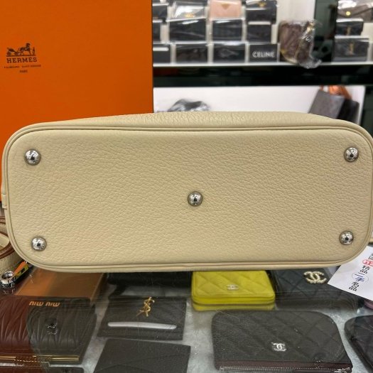 東區正精品㊣HERMES Bolide 31cm 愛馬仕風衣灰色全皮銀釦拉鍊柏麗包手提包肩背包兩用包 方塊M刻 RZ6282-6