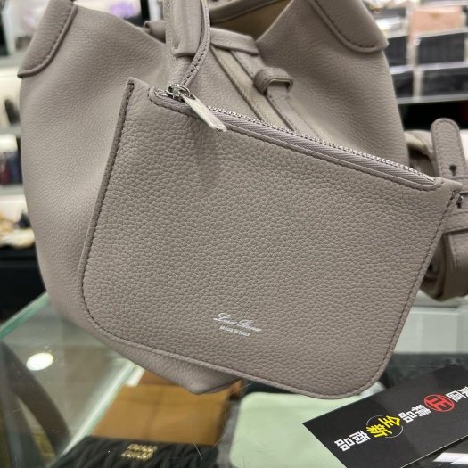 東區正精品㊣Loro Piana Bale Small FAN8964 全新灰色錘紋小牛皮水桶包附背帶小款RZ6283-6