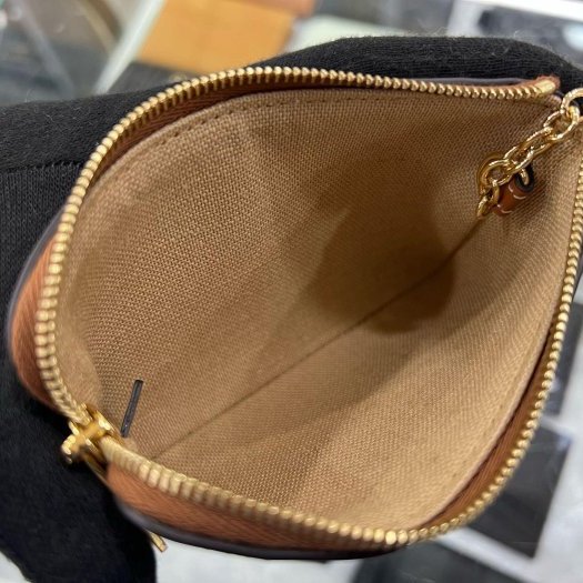 東區正精品㊣CELINE 全新焦糖色皮革邊船錨刺繡帆布拉鍊鑰匙零錢包 RZ6285-1