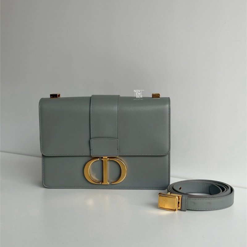 98新🩵 Dior 迪奧 30 Montaigne 小型包 藍色金釦-0