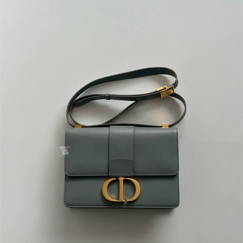 98新🩵 Dior 迪奧 30 Montaigne 小型包 藍色金釦-1