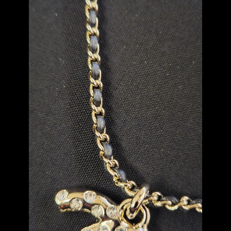 (近新閒置品)Chanel雙C logo皮穿鍊項鍊-6