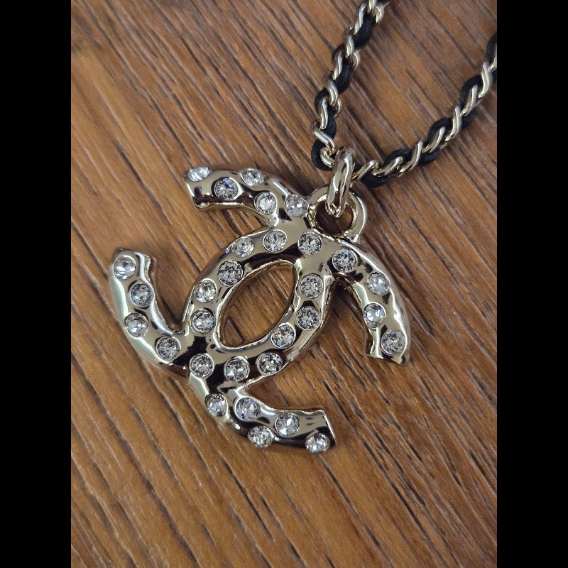 (近新閒置品)Chanel雙C logo皮穿鍊項鍊-7