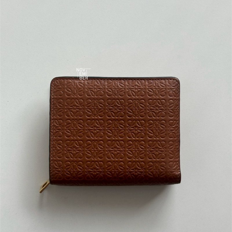98新🤎 Loewe 羅意威 滿版Logo 短夾 金棕色-0