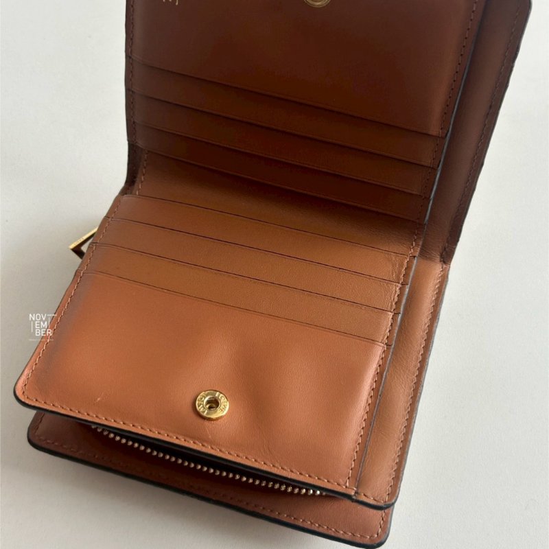 98新🤎 Loewe 羅意威 滿版Logo 短夾 金棕色-5