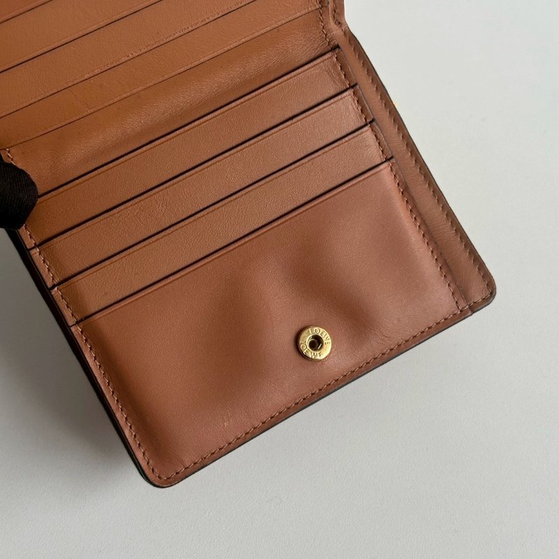98新🤎 Loewe 羅意威 滿版Logo 短夾 金棕色-11