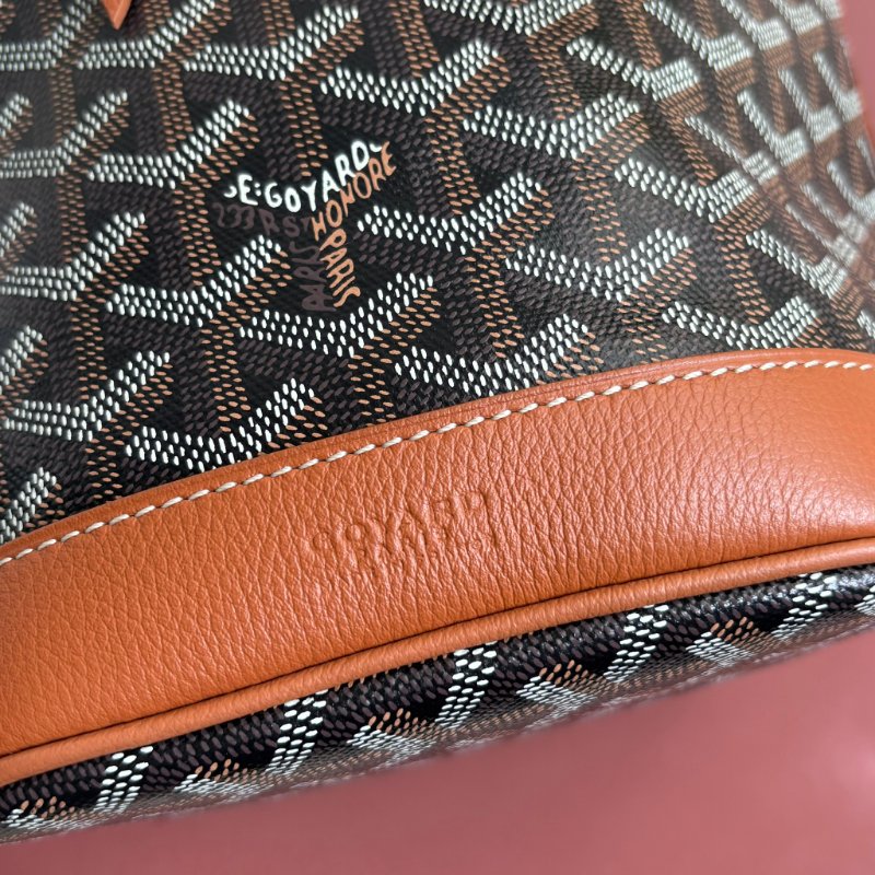 ::GOYARD:: Petit flot 棕色皮革邊 經典花紋 水桶包 肩背包 腋下包-2
