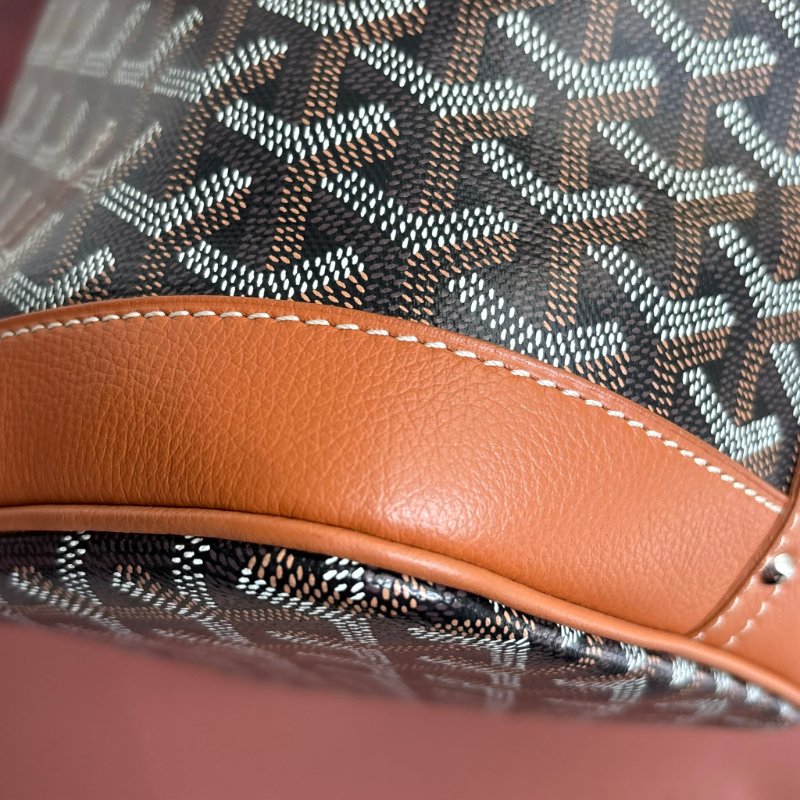 ::GOYARD:: Petit flot 棕色皮革邊 經典花紋 水桶包 肩背包 腋下包-9