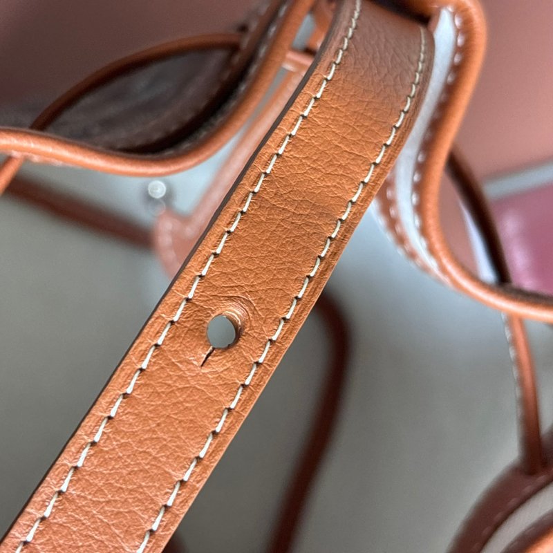 ::GOYARD:: Petit flot 棕色皮革邊 經典花紋 水桶包 肩背包 腋下包-15