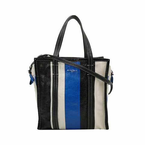 Balenciaga Bazar油蠟皮拼色logo小微標斜挎包