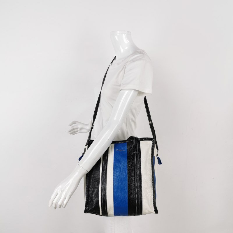 Balenciaga Bazar油蠟皮拼色logo小微標斜挎包-1