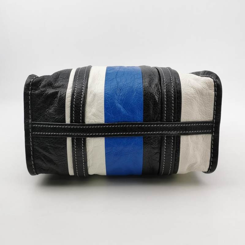 Balenciaga Bazar油蠟皮拼色logo小微標斜挎包-5