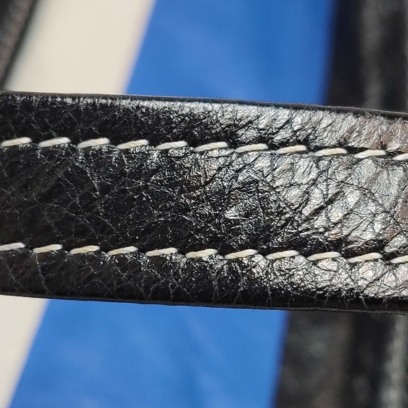 Balenciaga Bazar油蠟皮拼色logo小微標斜挎包-18