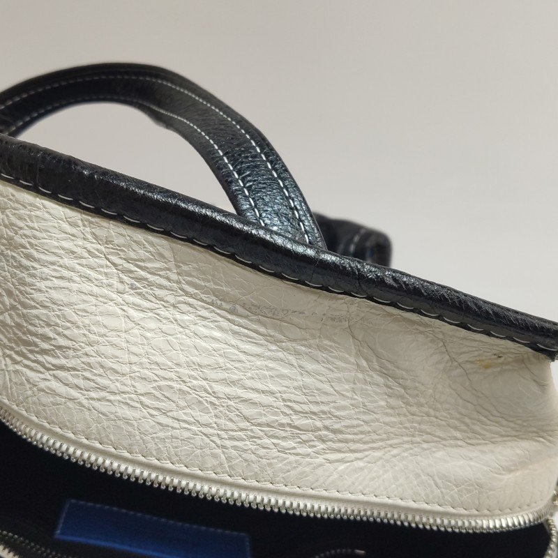 Balenciaga Bazar油蠟皮拼色logo小微標斜挎包-20