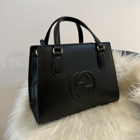 近全新 Gucci Soho 雙G牛皮手提