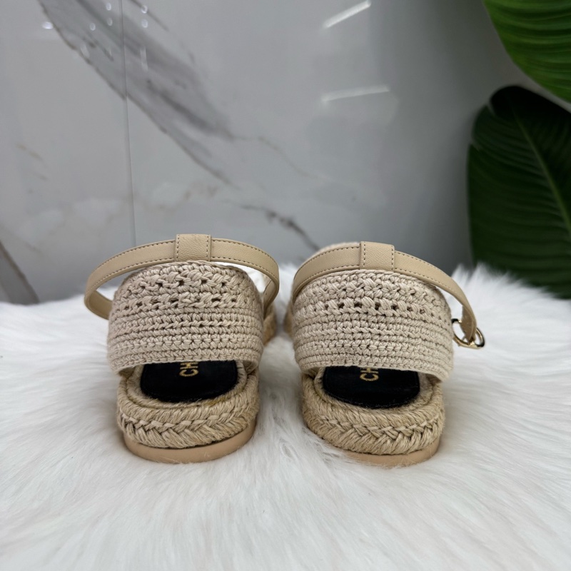 98新香奈兒Chanel 雙C logo編織涼鞋 37碼 附件：塵袋-4