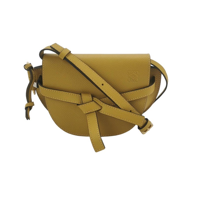 Loewe Gate迷你牛皮純色蝴蝶結束帶斜挎包單肩包 9.8新-0