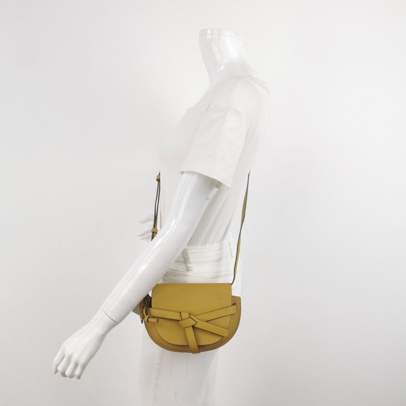 Loewe Gate迷你牛皮純色蝴蝶結束帶斜挎包單肩包 9.8新-1