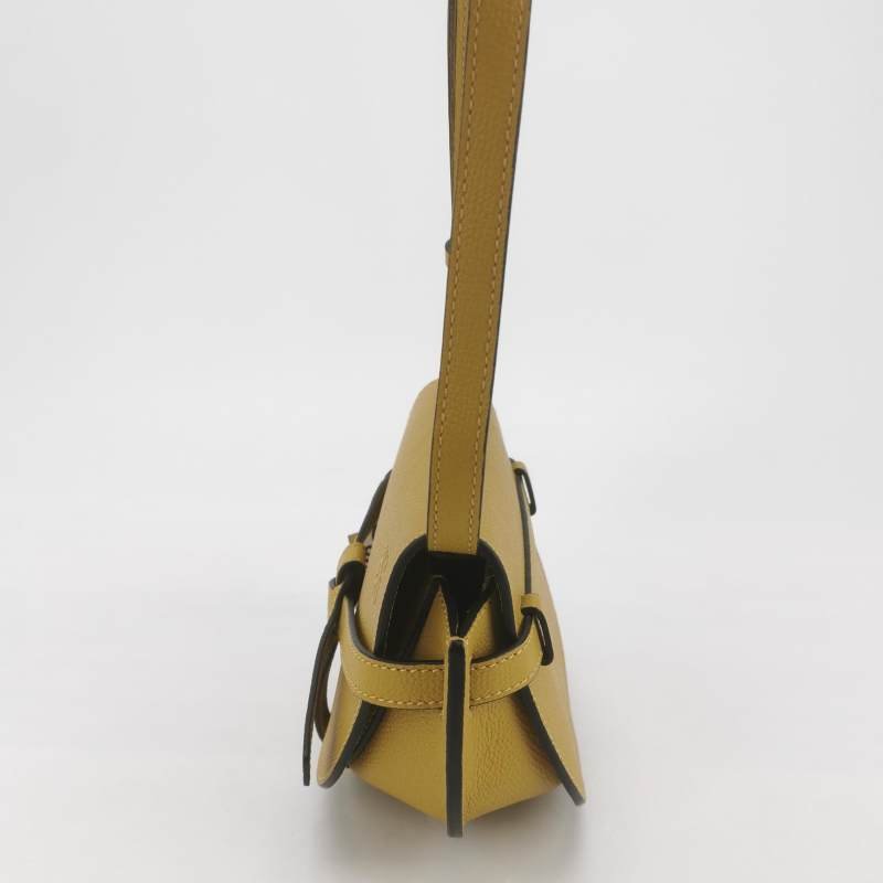 Loewe Gate迷你牛皮純色蝴蝶結束帶斜挎包單肩包 9.8新-2