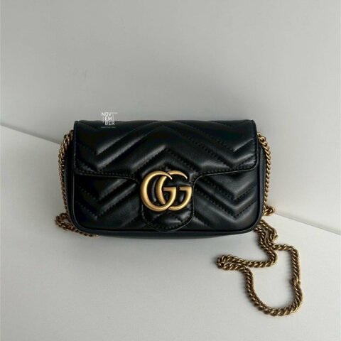 99新🆕 Gucci 古馳 Supermini Marmont 黑金