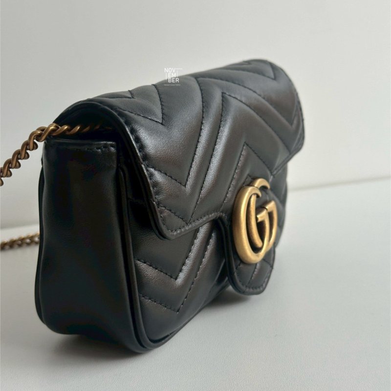99新🆕 Gucci 古馳 Supermini Marmont 黑金-1
