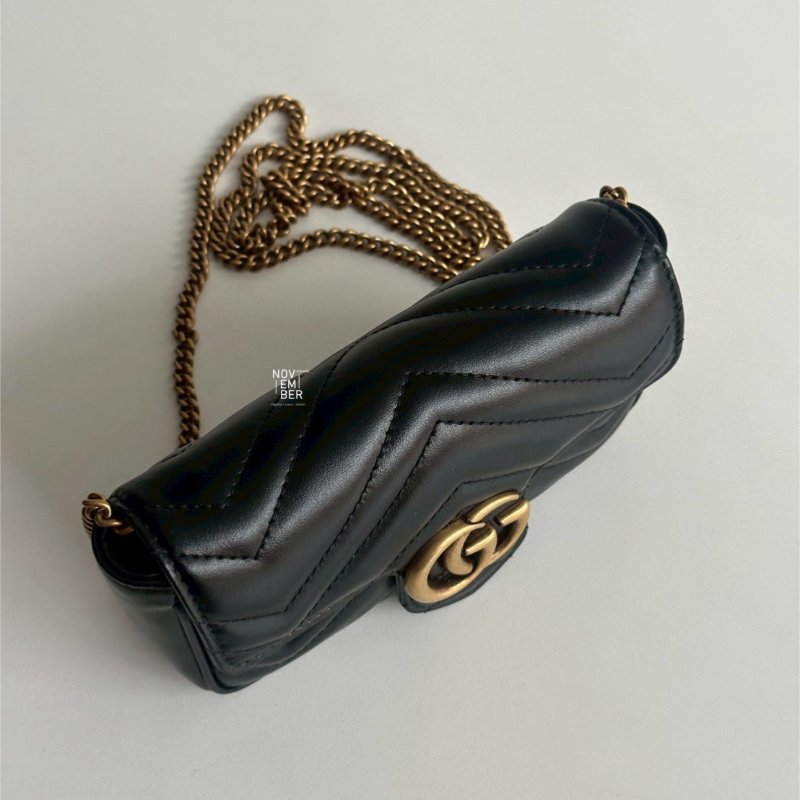 99新🆕 Gucci 古馳 Supermini Marmont 黑金-2