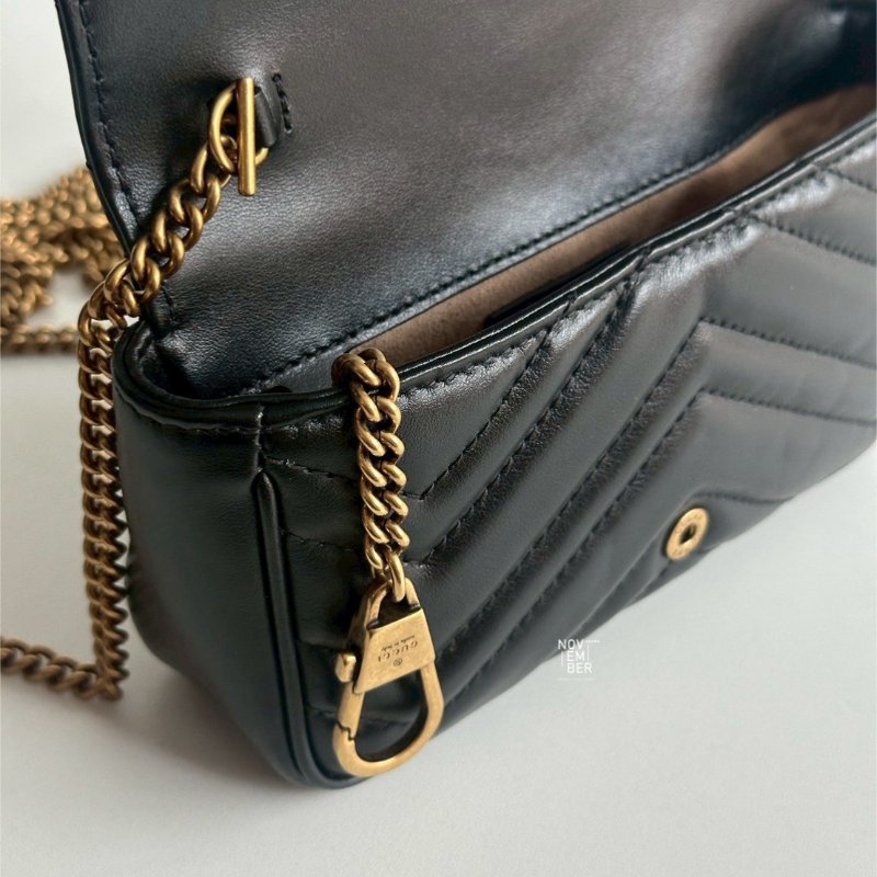 99新🆕 Gucci 古馳 Supermini Marmont 黑金-4