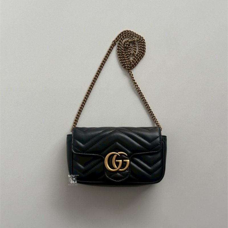 99新🆕 Gucci 古馳 Supermini Marmont 黑金-5