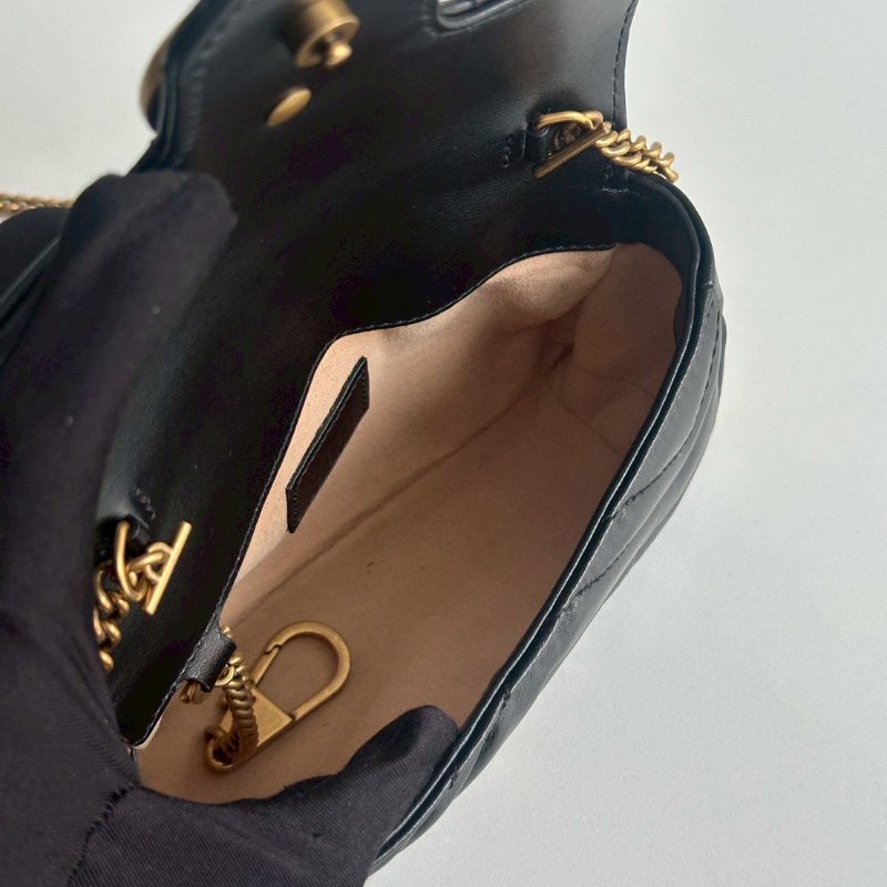 99新🆕 Gucci 古馳 Supermini Marmont 黑金-15