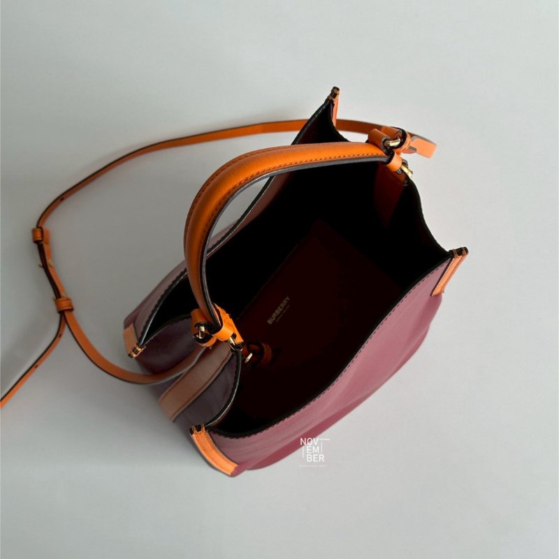 98新❤️🧡 Burberry 紅色拼接橘色水桶包-2