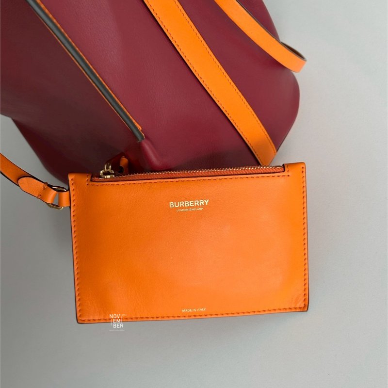 98新❤️🧡 Burberry 紅色拼接橘色水桶包-3