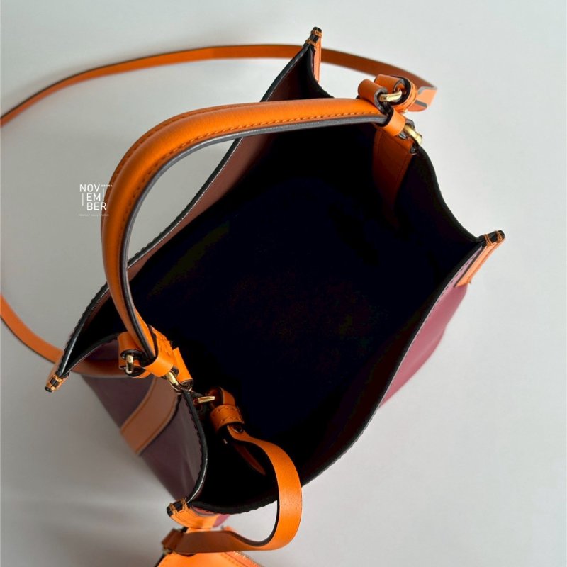 98新❤️🧡 Burberry 紅色拼接橘色水桶包-4