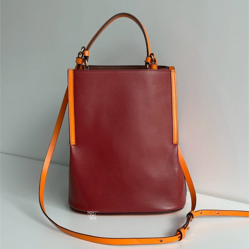 98新❤️🧡 Burberry 紅色拼接橘色水桶包-6