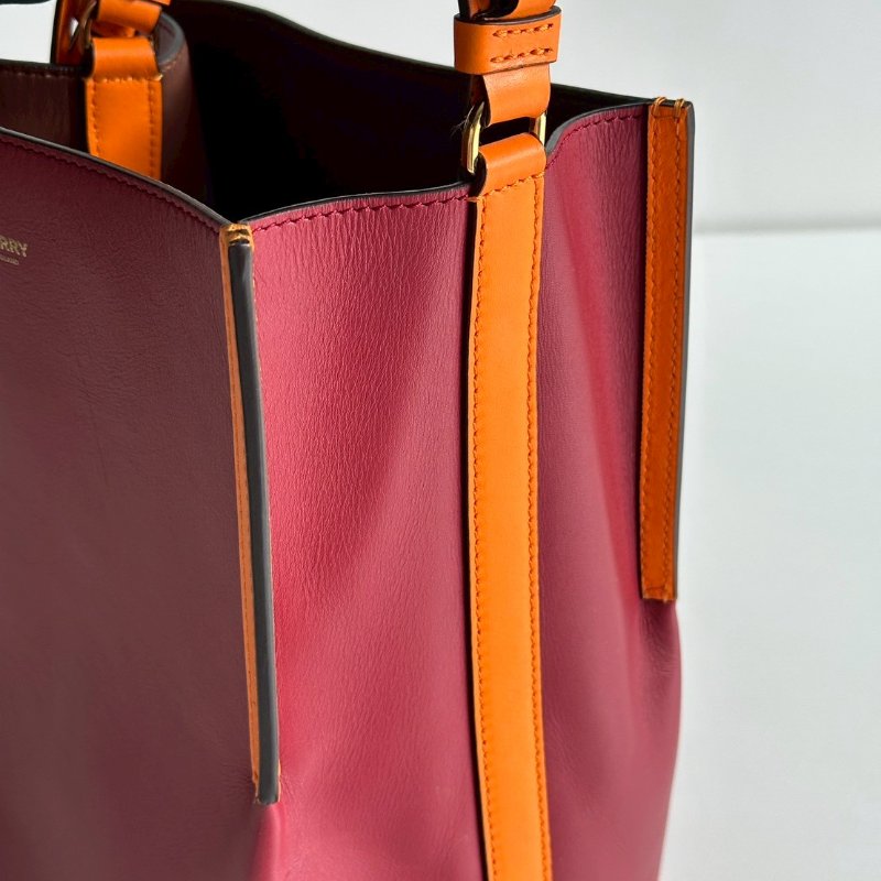 98新❤️🧡 Burberry 紅色拼接橘色水桶包-9