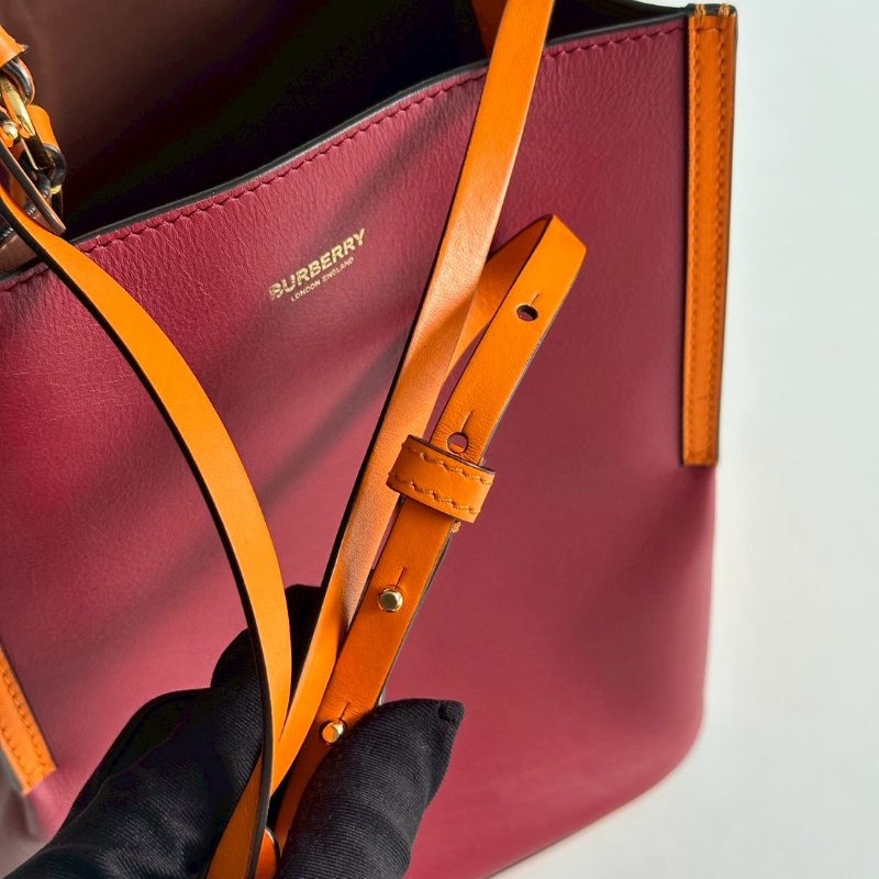 98新❤️🧡 Burberry 紅色拼接橘色水桶包-12