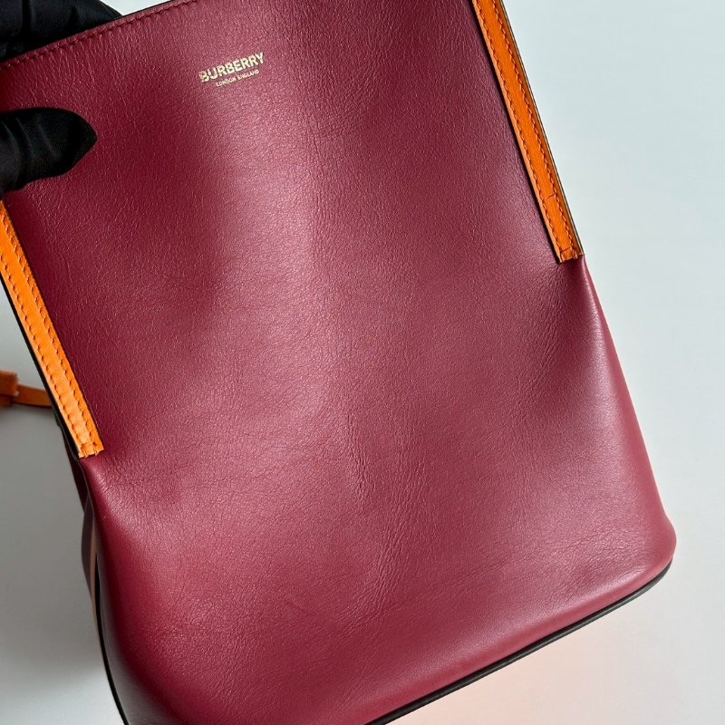 98新❤️🧡 Burberry 紅色拼接橘色水桶包-14